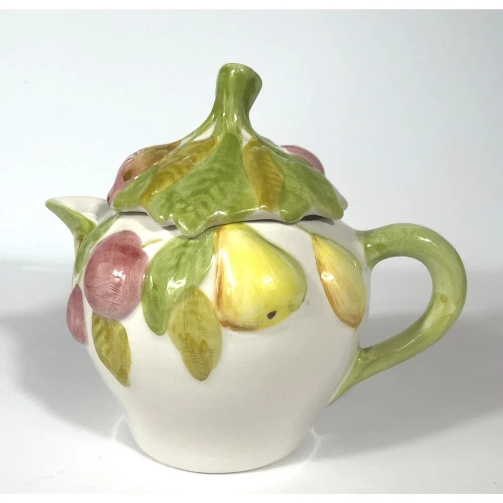 Andrea by Sadek Jay Willfred Fruit Teapot  9 in Made in Portugal Ceramic Vintage